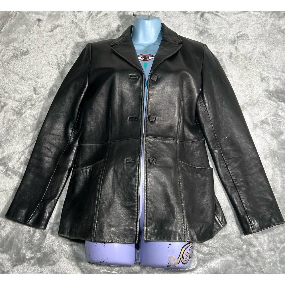 Kenneth Cole Jacket Women Size XS X Small Reaction Black Leather Zip